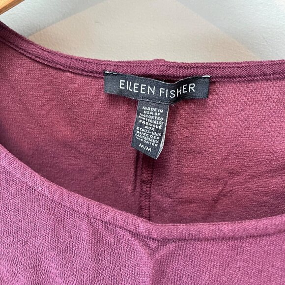 Eileen Fisher Viscose Blend Crew Neck Sleeveless Burgundy Purple Dress- M - Picture 4 of 4